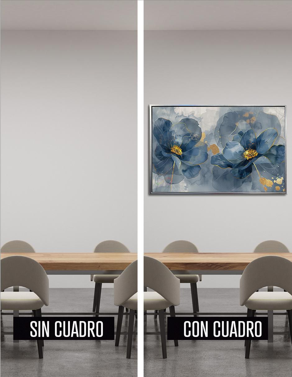 Cuadro decorativo Plata Flores Amapola Azul Turquesa Canvas Textura Oleo Detalle Polvo Oro Calidad Premium 120 X 80 Cm técnica polioleo Ideas Creativas In Premium 4