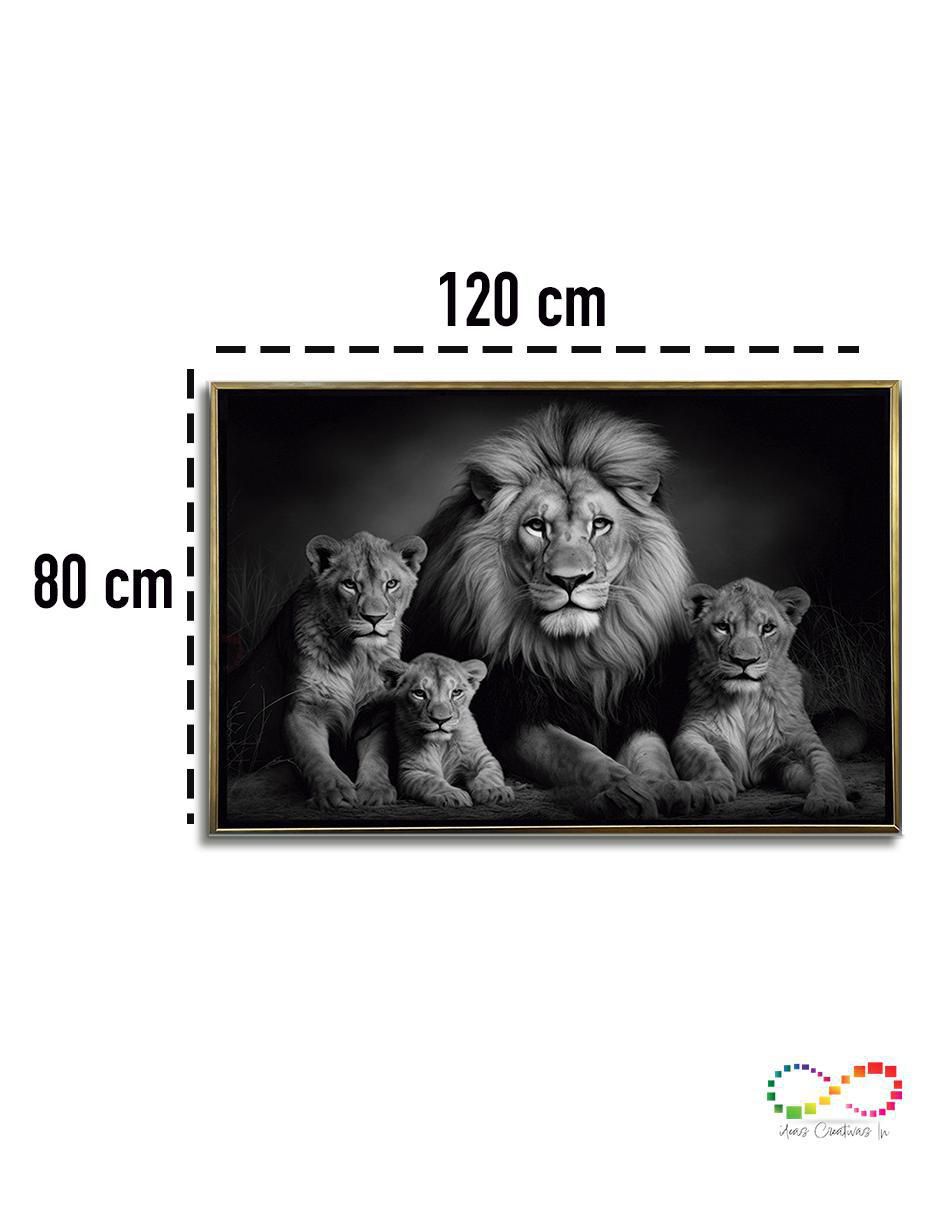 Pintura Rey Leon Blanco Y Negro técnica impresión Premium