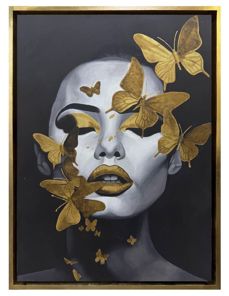 Pintura Metamorfosis Dorada técnica mixta Mariposas Pintura Metamorfosis Dorada técnica mixta Mariposas