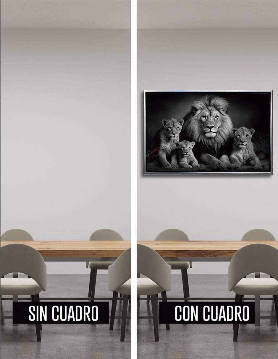 Pintura Familia Rey Leon Blanco y Negro técnica Impresión Premium 5