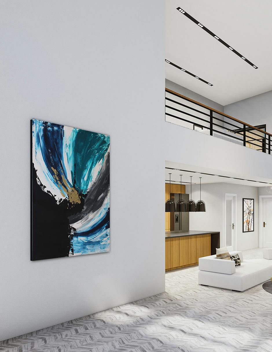 Cuadro decorativo Black & blue abstracto 7