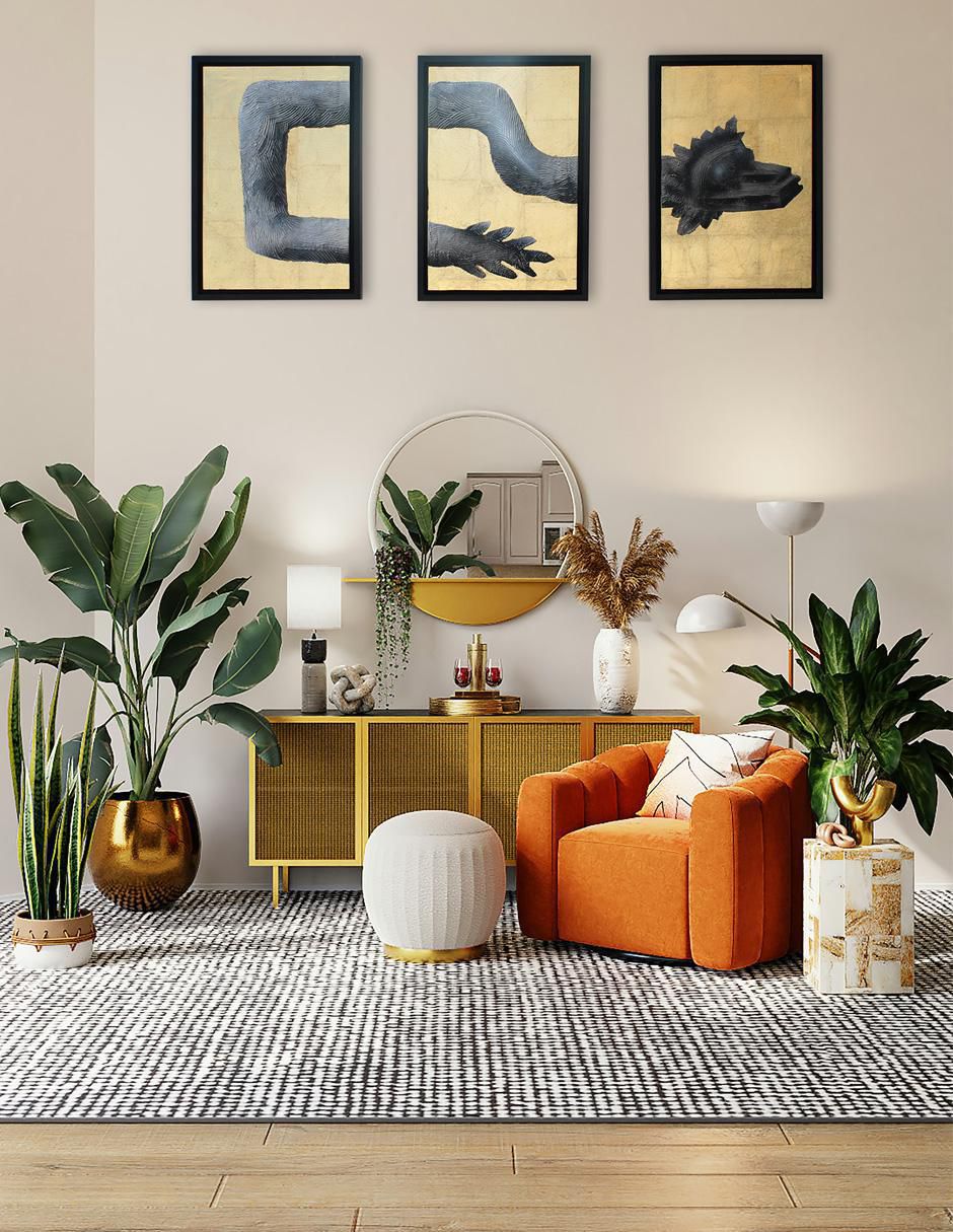 Cuadro decorativo Ecléctico Dragón en 3 piezas