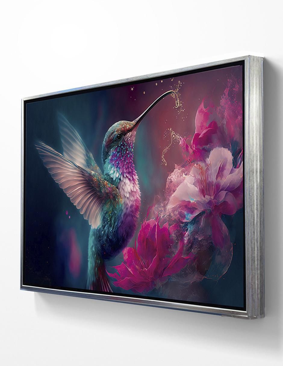 Pintura Colibrí Mágico Con Flores técnica impresión Premium Pintura Colibrí Mágico Con Flores técnica impresión Premium