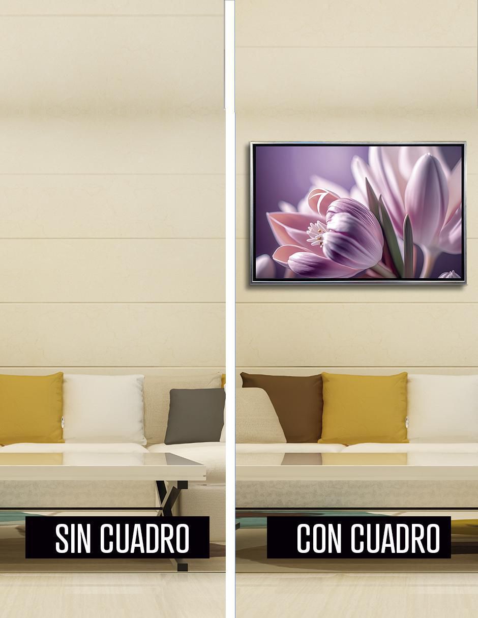 Cuadro decorativo Plata Tulipanes Lilas Canvas Ideas Creativas In Calidad Premium 120 X 80 Cm técnica impresión Premium 5
