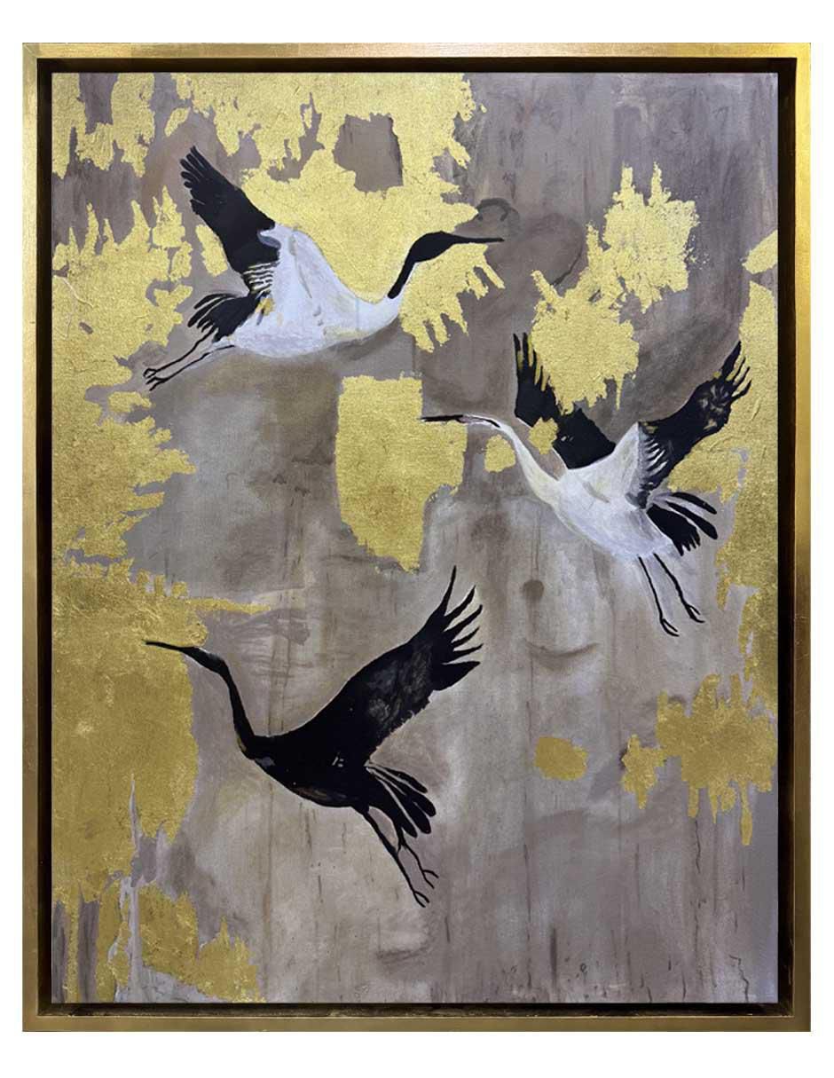 Pintura Sinfonía Al Viento técnica mixta Aves