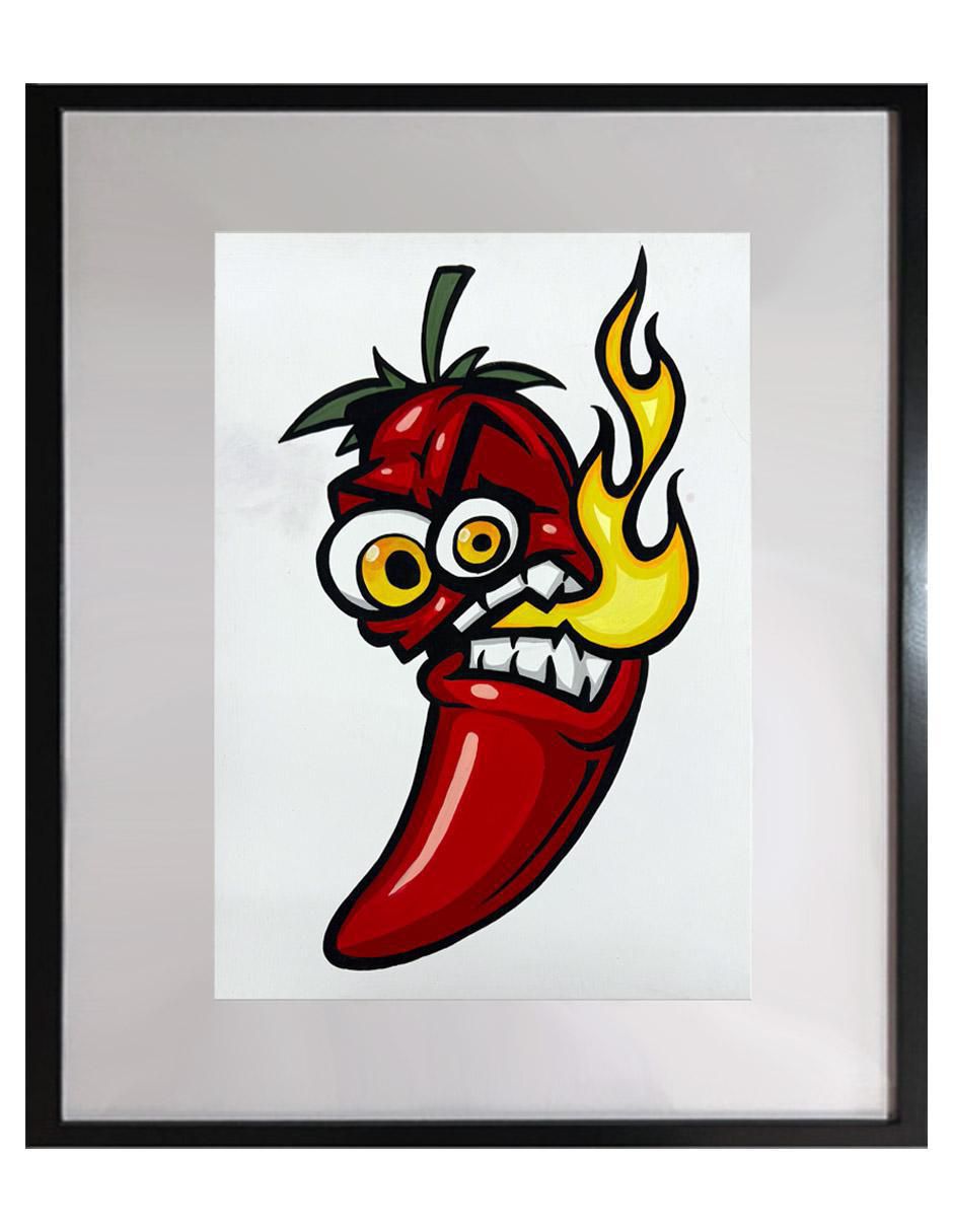 Pintura Aquí Mis Chiles técnica acrílico Pop Pintura Aquí Mis Chiles técnica acrílico Pop