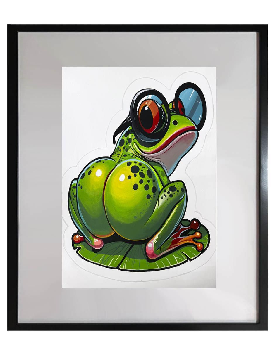 Pintura The Big Bottomed Frog técnica acrílico Pop
