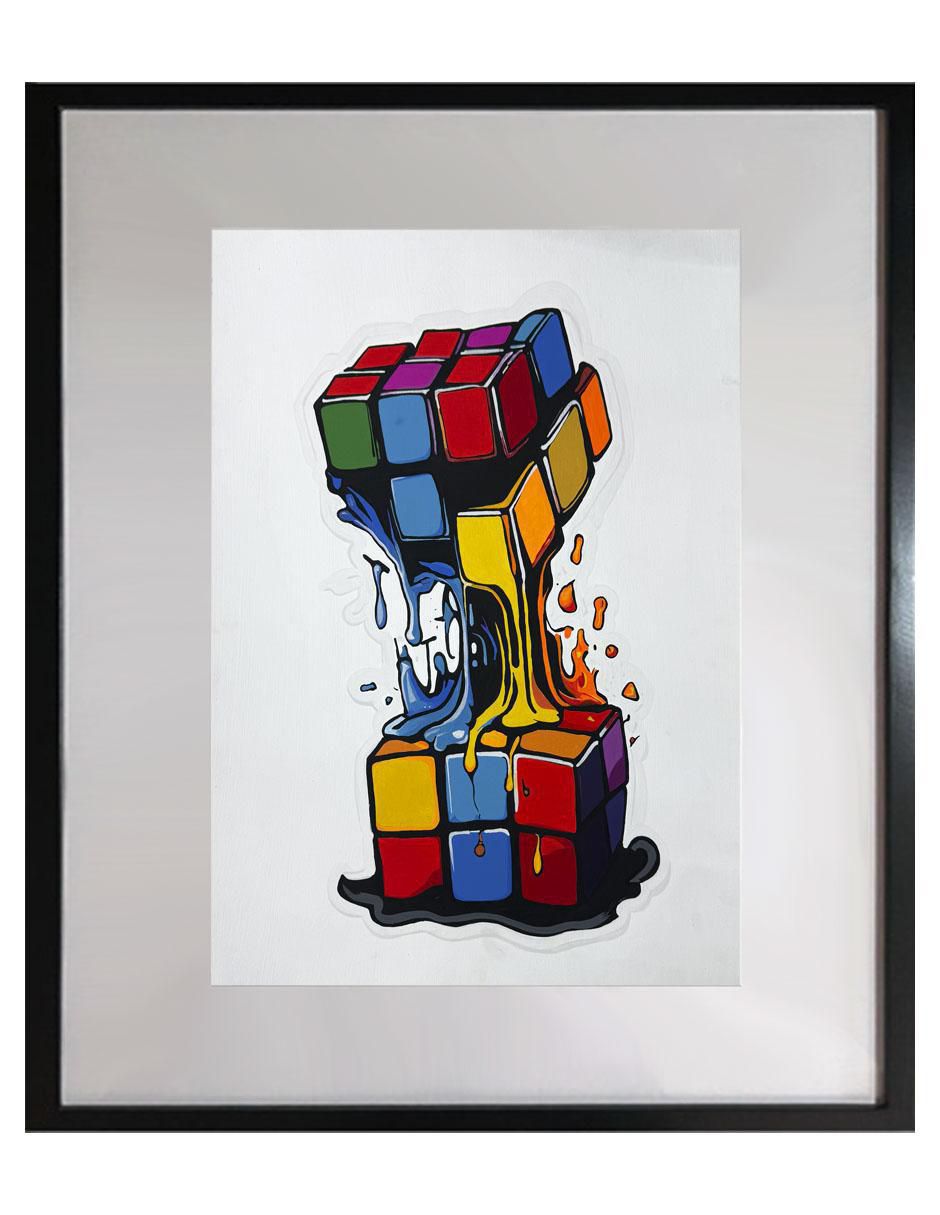 Pintura Cube técnica acrílico Pop