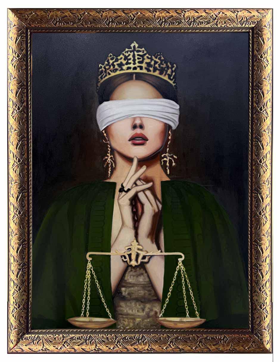 Pintura Blind Poethic Justice técnica óleo Art