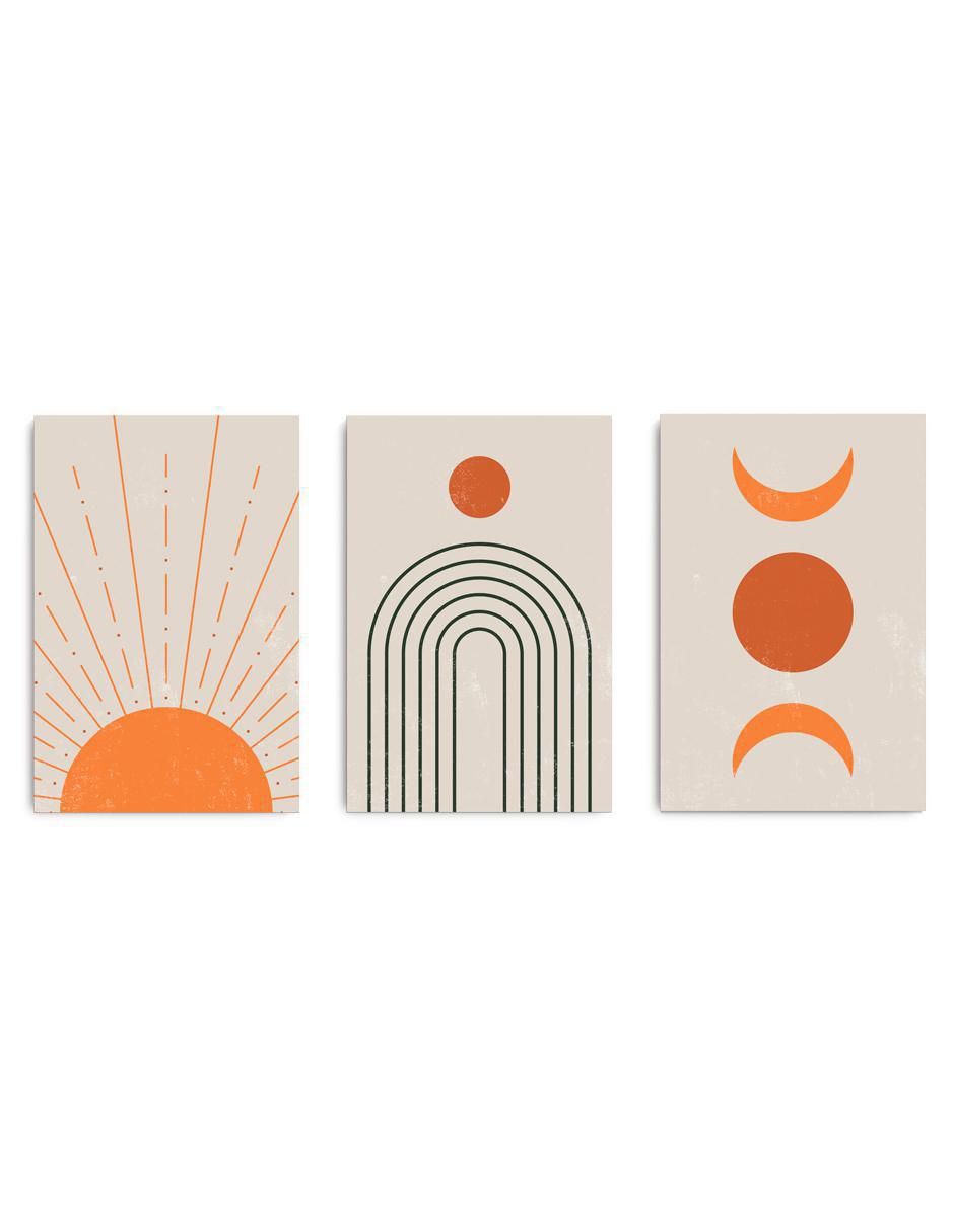 Cuadro decorativo Canvas Art MX Set de formas de Amanecer minimalistas con barniz a registro