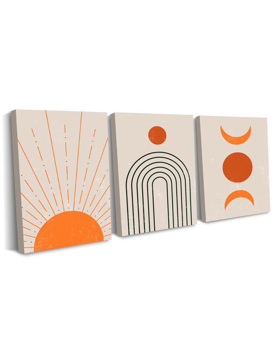 Cuadro decorativo Canvas Art MX Set de formas de Amanecer minimalistas con barniz a registro