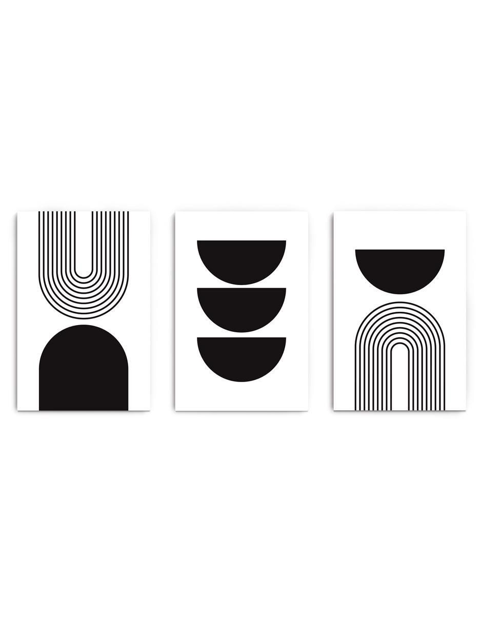 Cuadro decorativo Canvas Art MX Set de Formas Minimalistas en negro con barniz a registro
