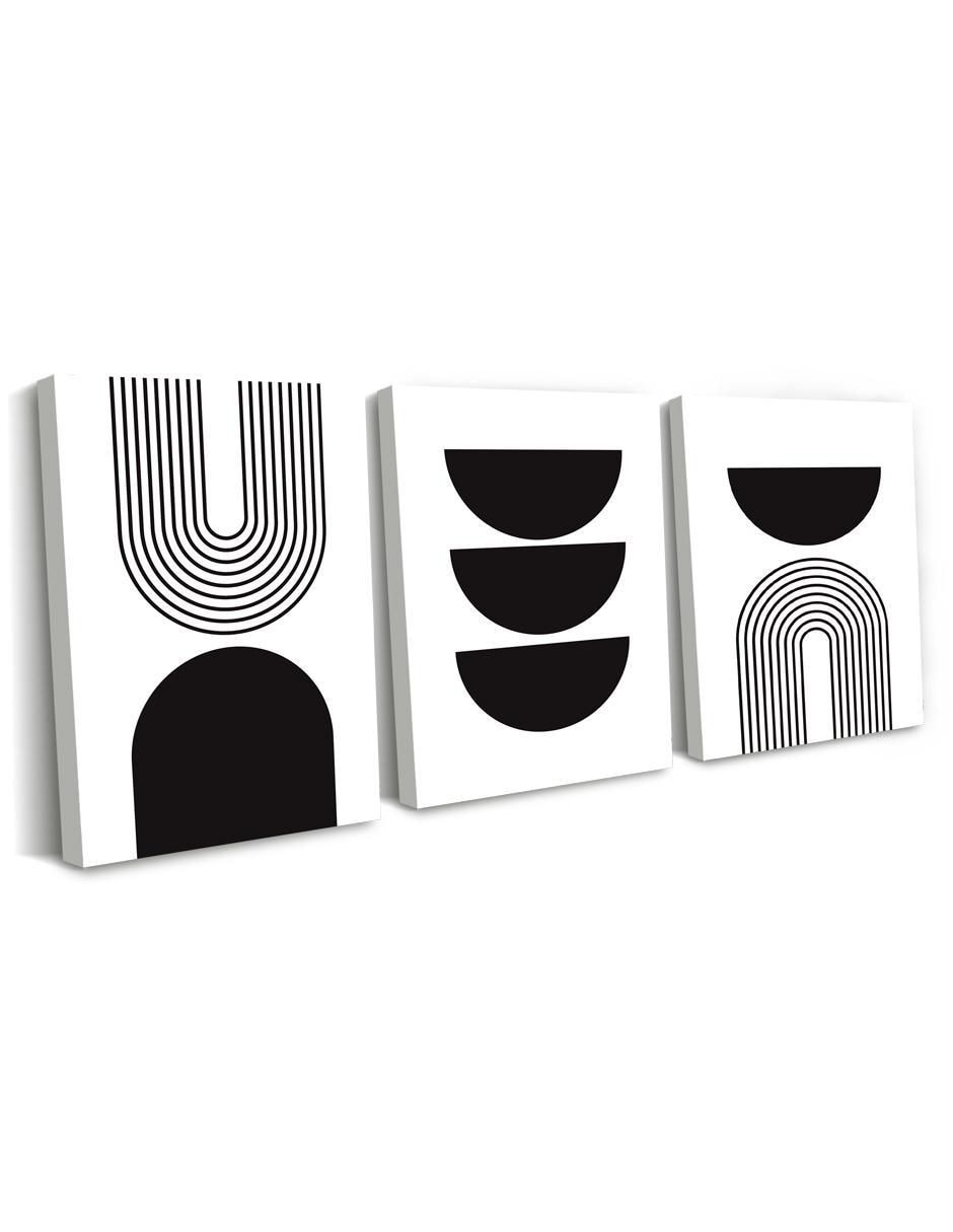 Cuadro decorativo Canvas Art MX Set de Formas Minimalistas en negro con barniz a registro