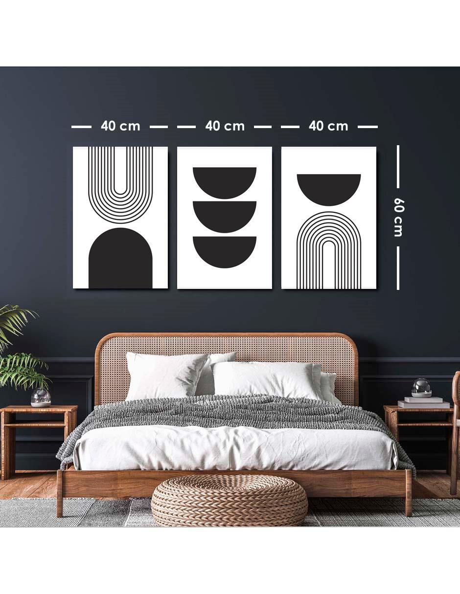 Cuadro decorativo Canvas Art MX Set de Formas Minimalistas en negro con barniz a registro
