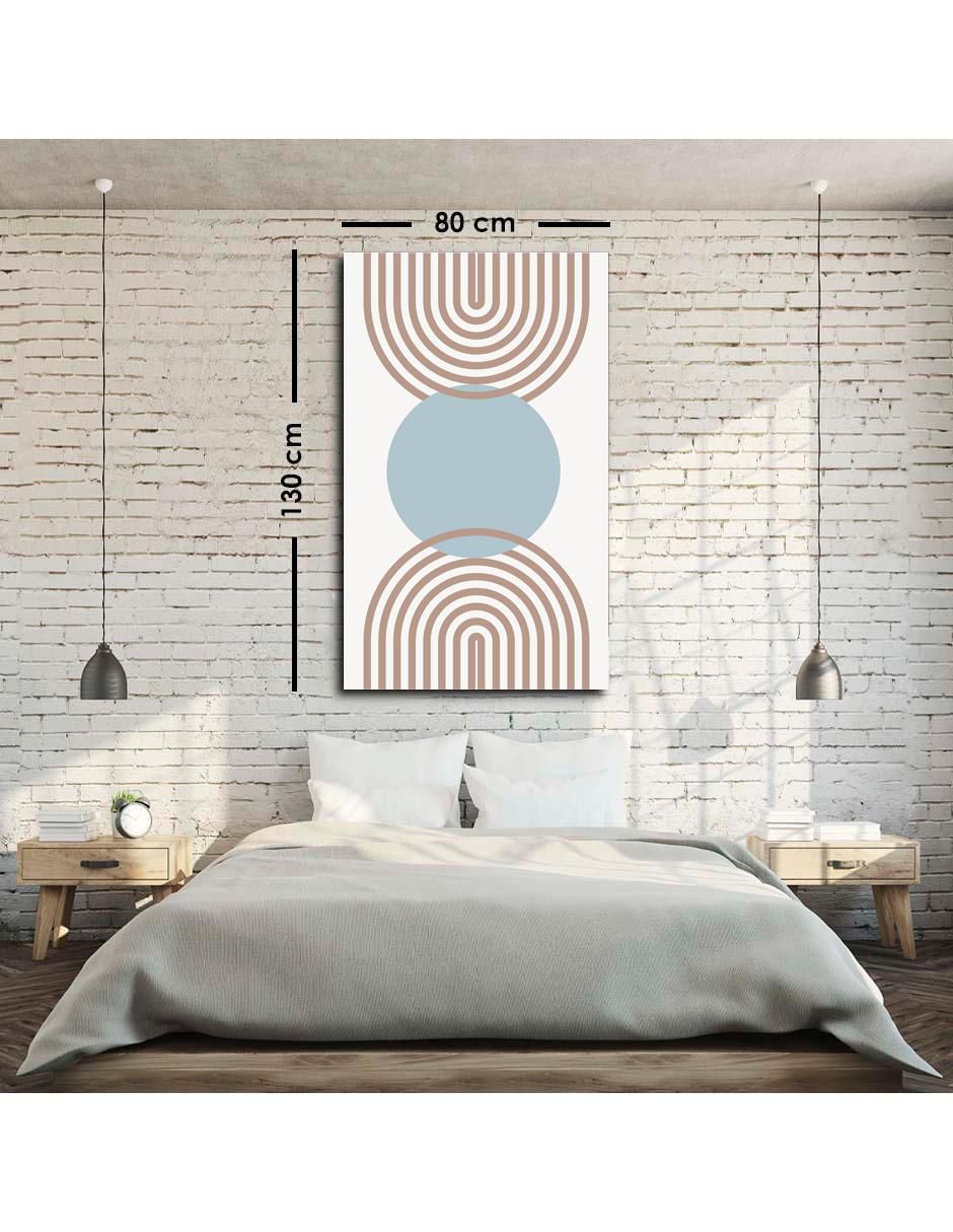 Cuadro decorativo canvas art mx formas minimalista en azul con barniz a registro