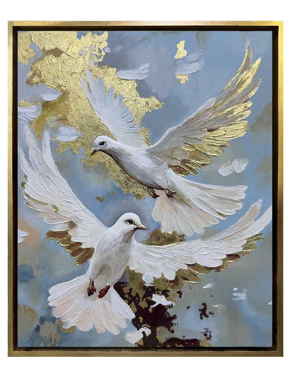 Pintura Aves De Paz técnica acrílico Aves