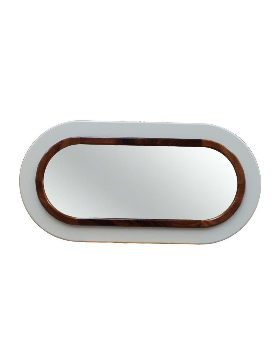 Espejo ovalado dual blanco & rosa morada 1