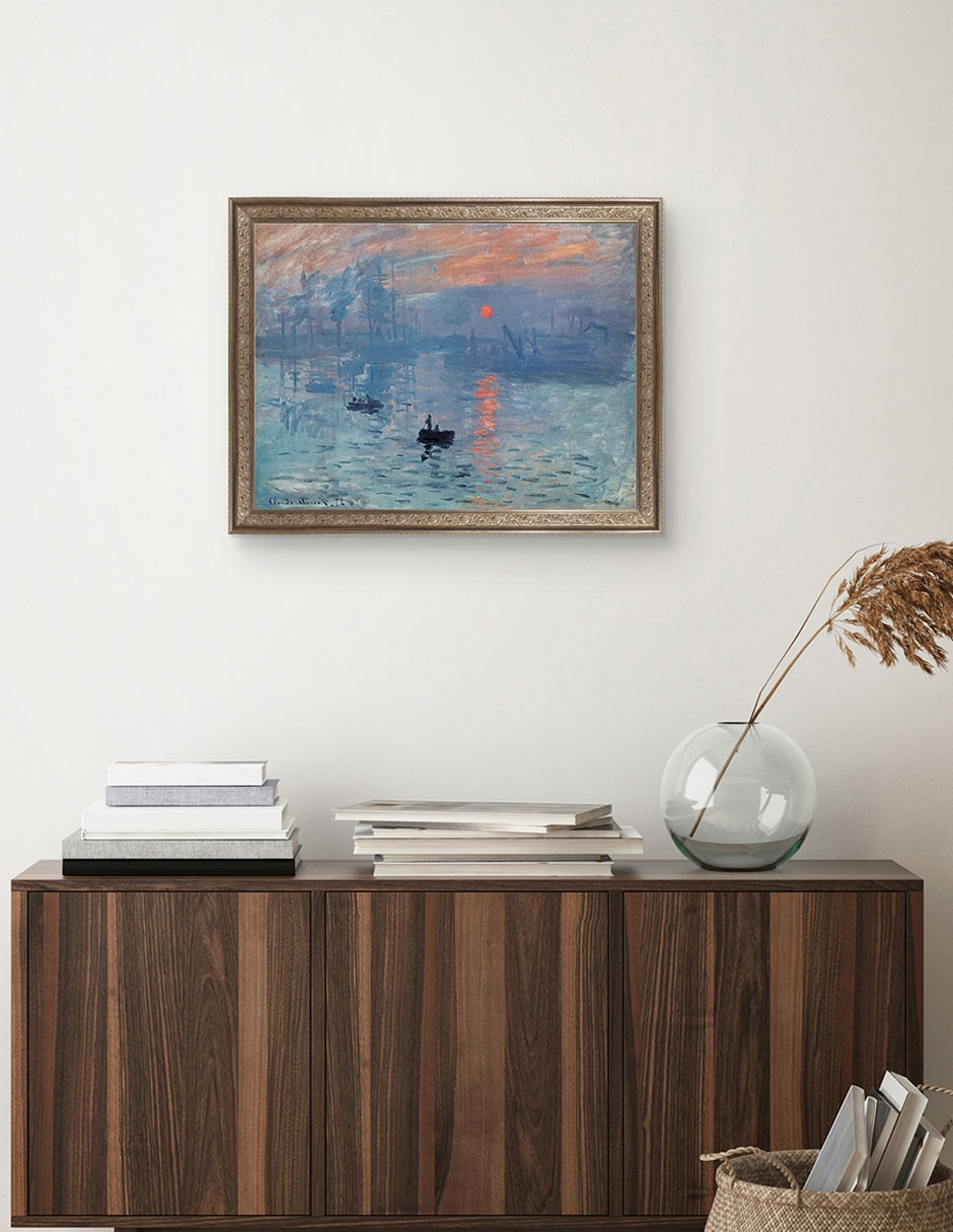 Cuadro decorativo enmarcado Monet impresión: Sol naciente de portfolio Arts Group mixta 4