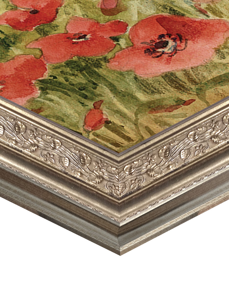 Cuadro decorativo enmarcado- paisaje toscano de amapolas de susan winget técnica mixta 6