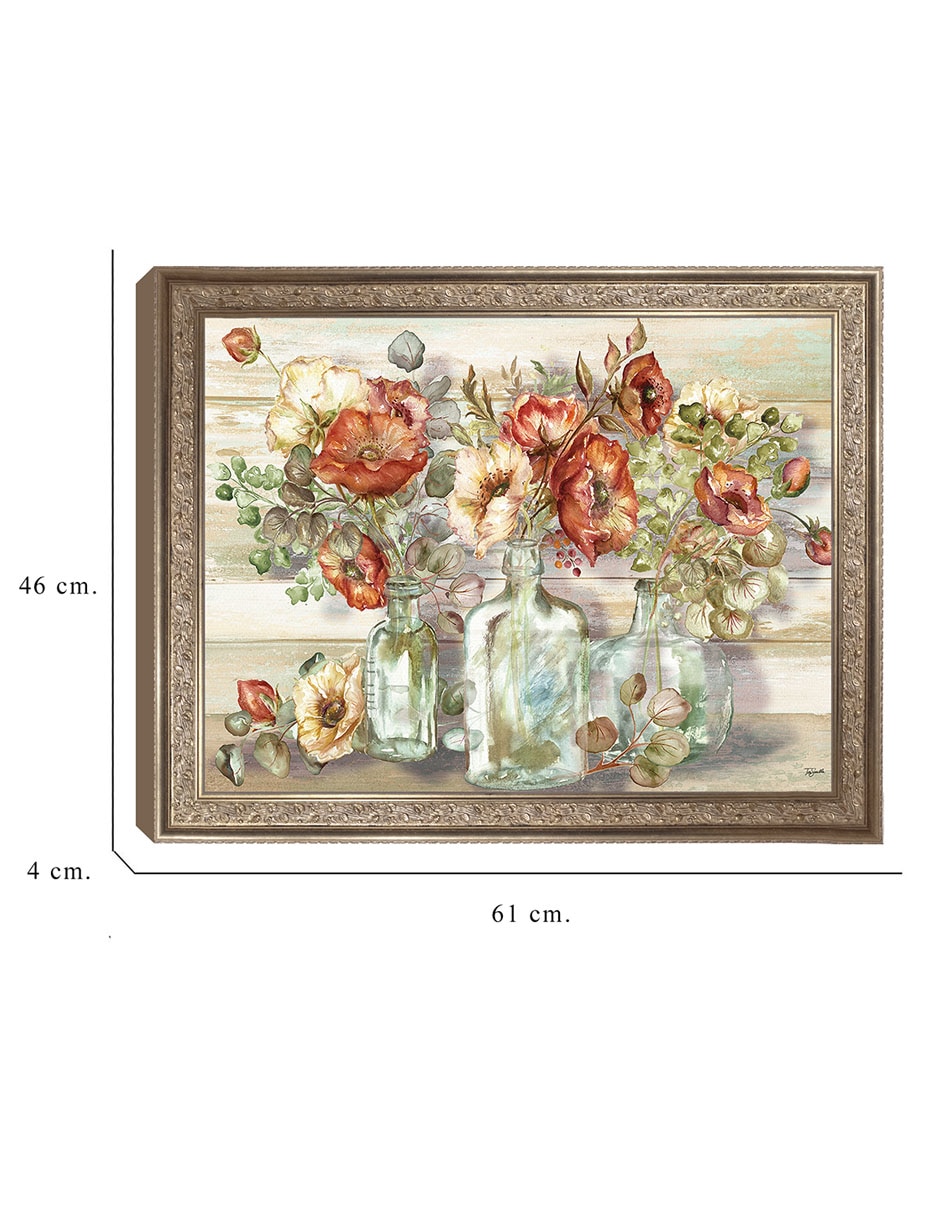 Cuadro decorativo Enmarcado- Paisaje De Amapolas Especiadas Y Eucalipto En Botellas De Tre Sorelle técnica mixta 8