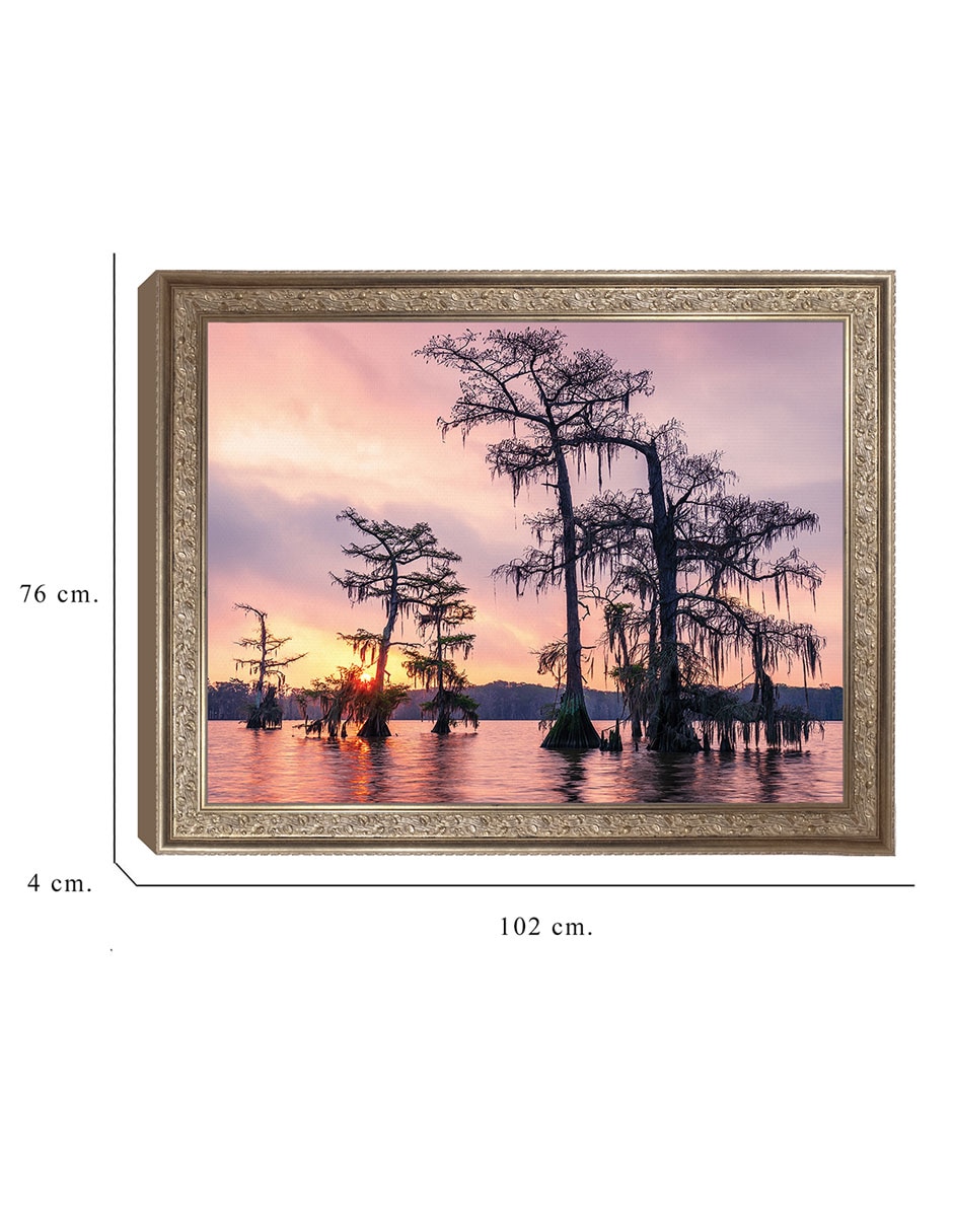 Cuadro decorativo Enmarcado- Amanecer Sobre El Lago Palourde De Andy Crawford técnica mixta 8
