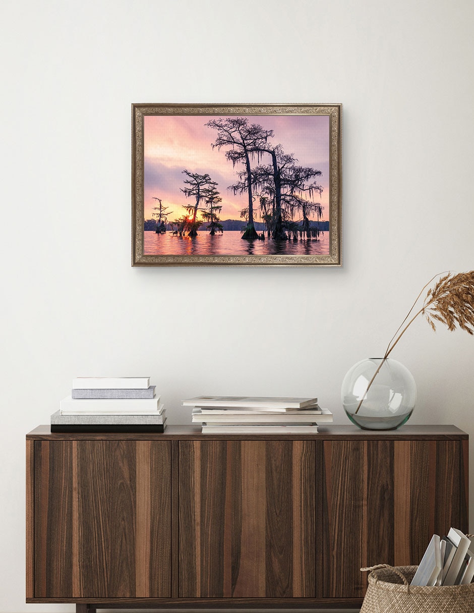 Cuadro decorativo Enmarcado- Amanecer Sobre El Lago Palourde De Andy Crawford técnica mixta 4