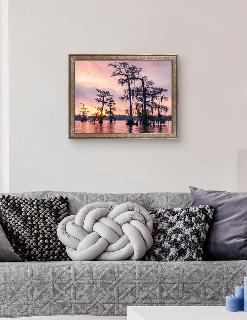 Cuadro decorativo Enmarcado- Amanecer Sobre El Lago Palourde De Andy Crawford técnica mixta 5
