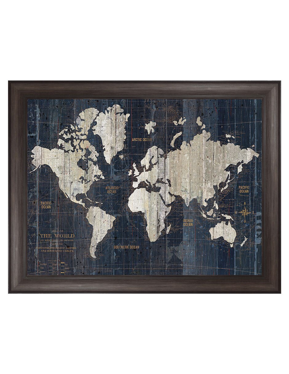 Cuadro decorativo Mapa Del Viejo Mundo Azul V2 De Wild Apple Portfolio técnica mixta
