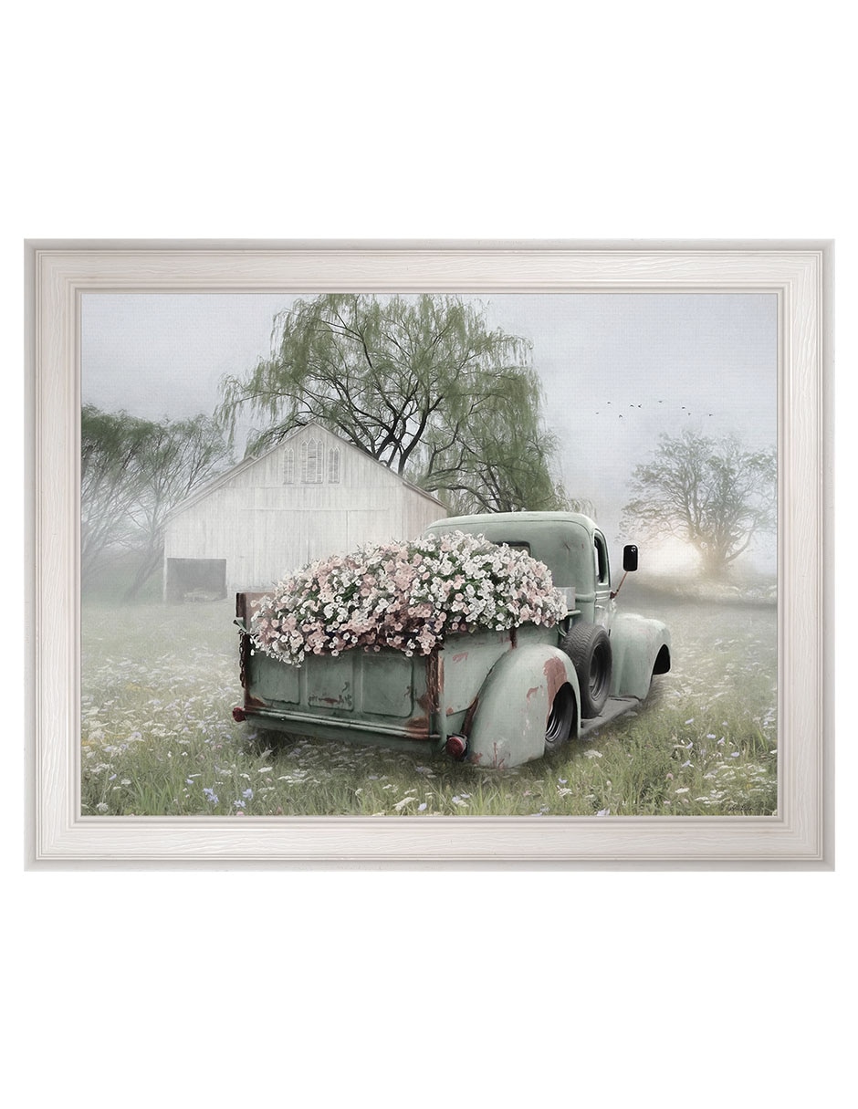 Cuadro decorativo Camioneta Verde Con Petunias Rosadas De Lori Deiter técnica mixta Cuadro decorativo Camioneta Verde Con Petunias Rosadas De Lori Deiter técnica mixta