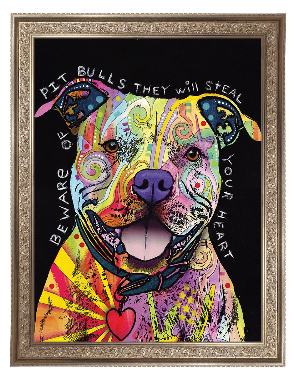 Cuadro decorativo Cuidado Con Los Pitbulls De Dean Russo técnica mixta Cuadro decorativo Cuidado Con Los Pitbulls De Dean Russo técnica mixta