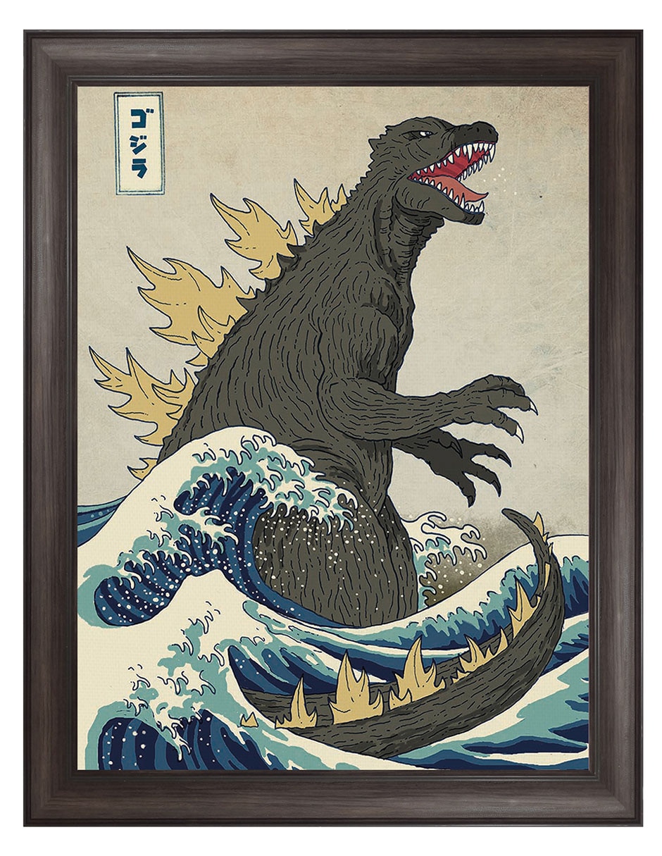 Cuadro decorativo El gran monstruo de Kanagawa de Michael Buxton técnica mixta