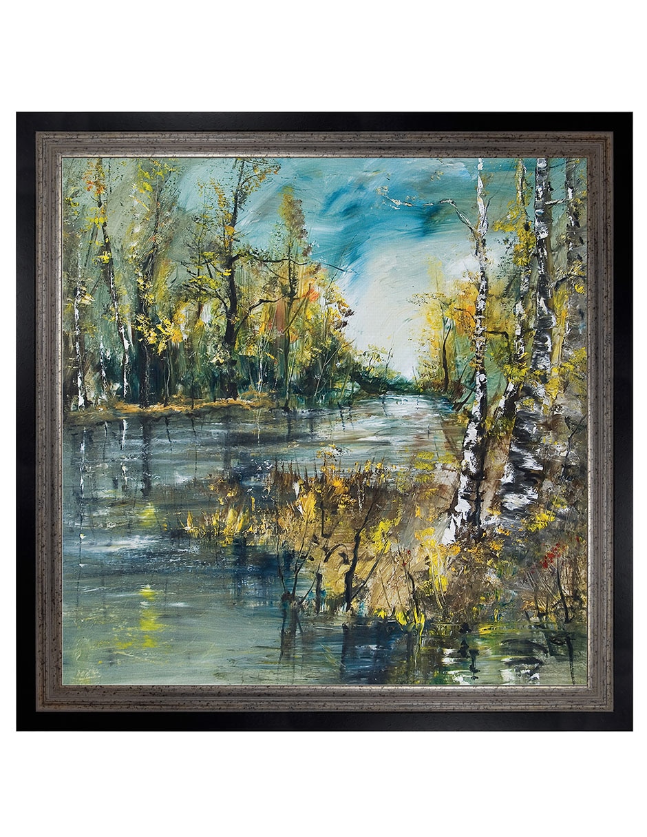 Cuadro decorativo Curva De Río De Abedules De Verano De Dp Gallery técnica mixta