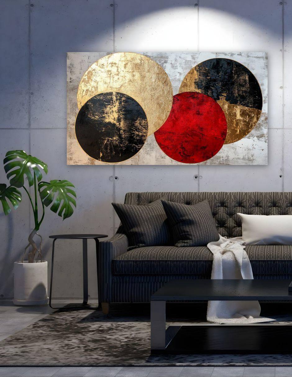 Cuadro decorativo Geométrico Esferas Aureas 70x100cm 2