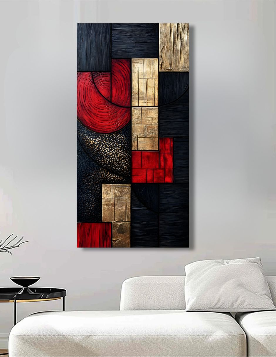 Cuadro decorativo Geométrico Texturas Metálicas 70x100cm 9