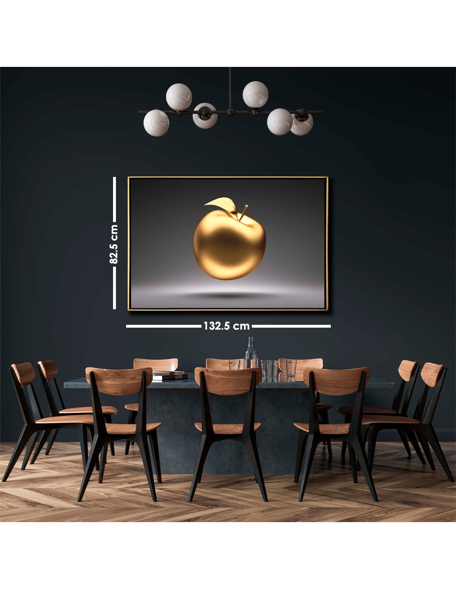 Cuadro decorativo Manzana Lujosa en negro Marco dorado con Barniz a Registro 6