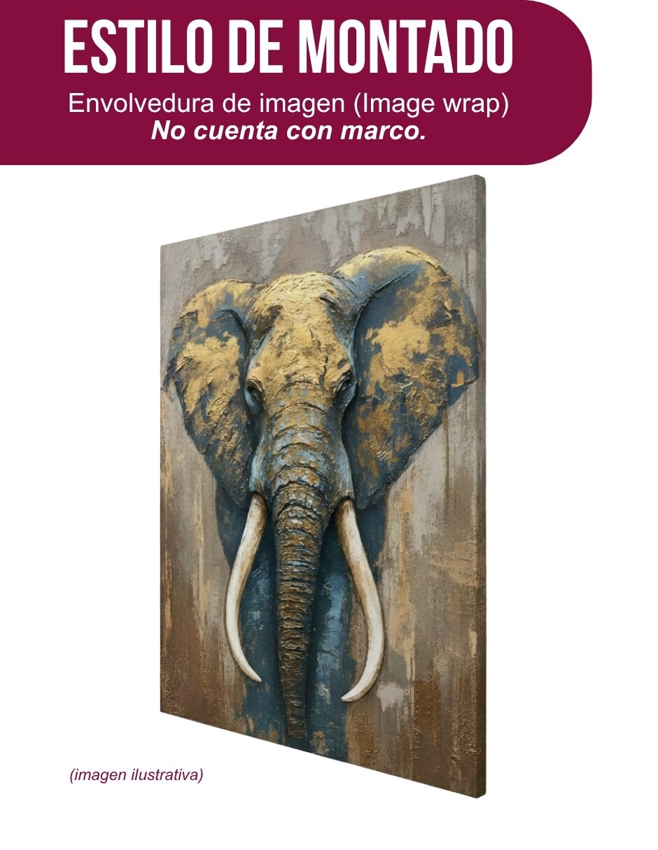 Cuadro decorativo Animal Elefante Ocre 2