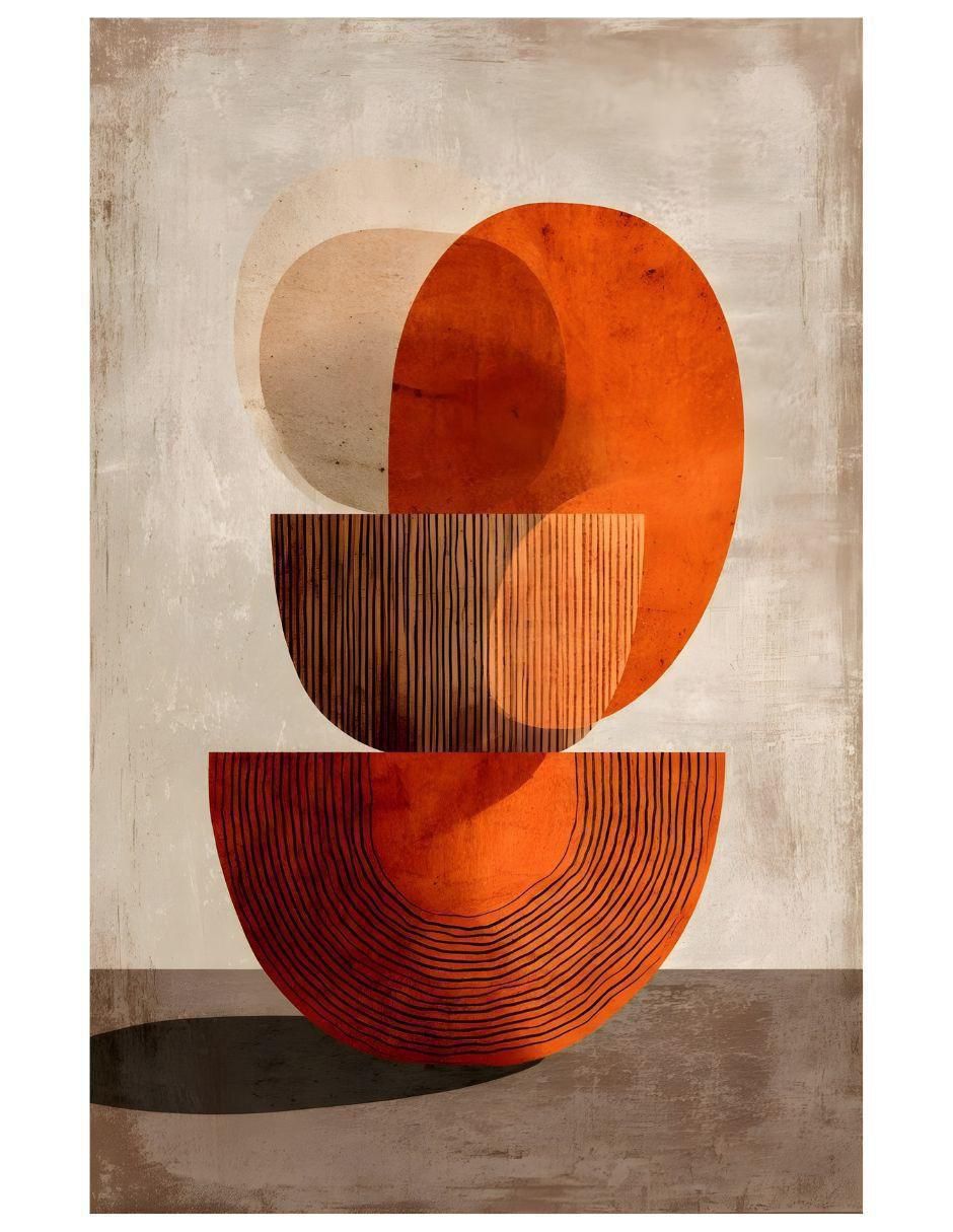 Cuadro decorativo geométrico equilibrio de arcilla 1