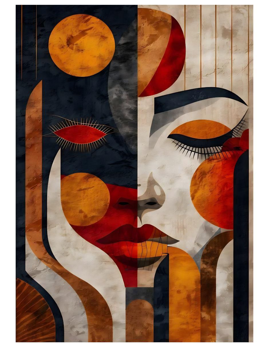 Cuadro decorativo Impreso Geométrico Rostro Cubista