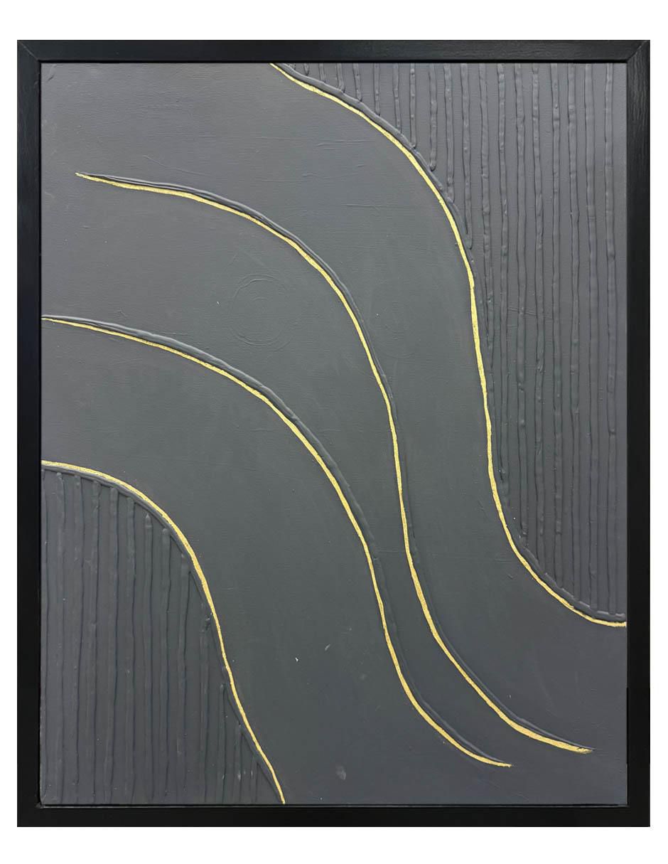 Pintura Gold Wave técnica mixta Minimalista