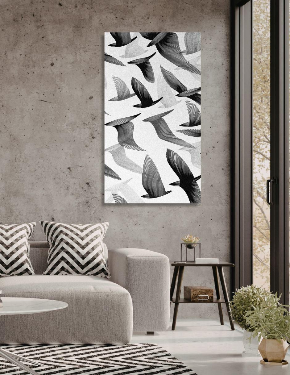Cuadro decorativo Animales Abstracto Aves Negras Impreso 2