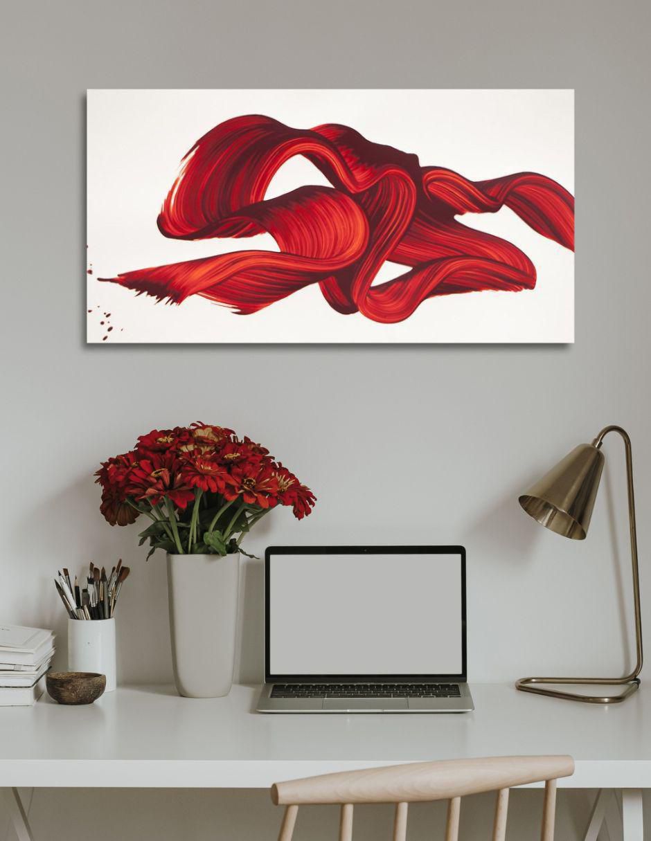 Cuadro decorativo Generica Abstracto impreso ondas rojas