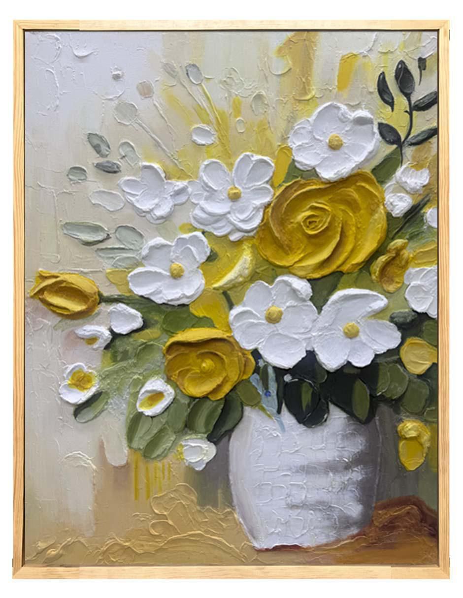 Pintura florero 'técnica' técnica mixta jackies mirrors flores