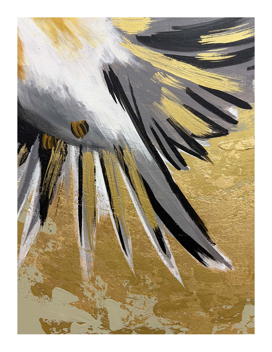 Pintura Golden Bird técnica hecho a mano 3
