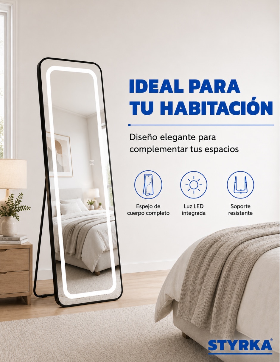 Espejo con luz templado con luz led 7