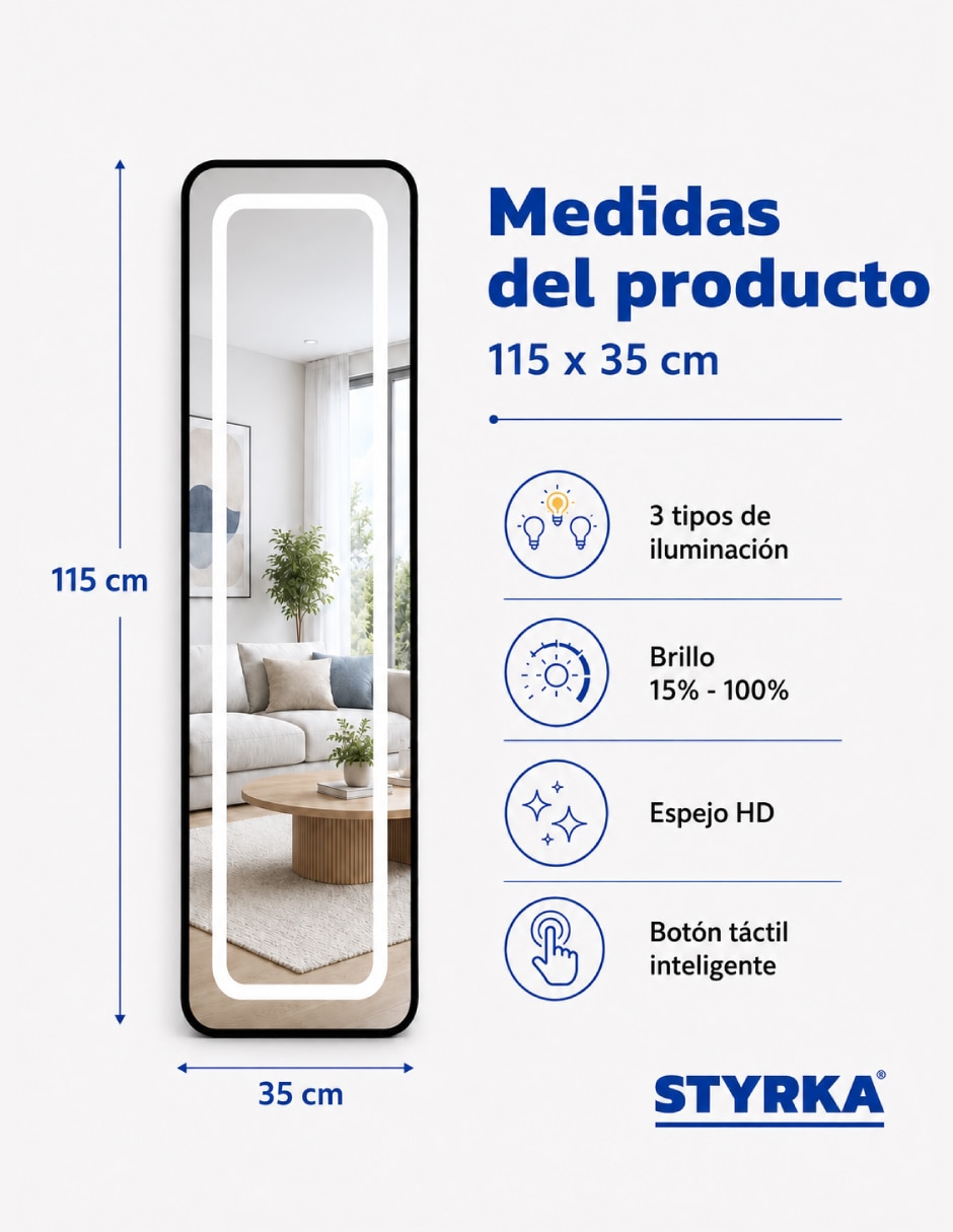 Espejo con luz templado con luz led 9
