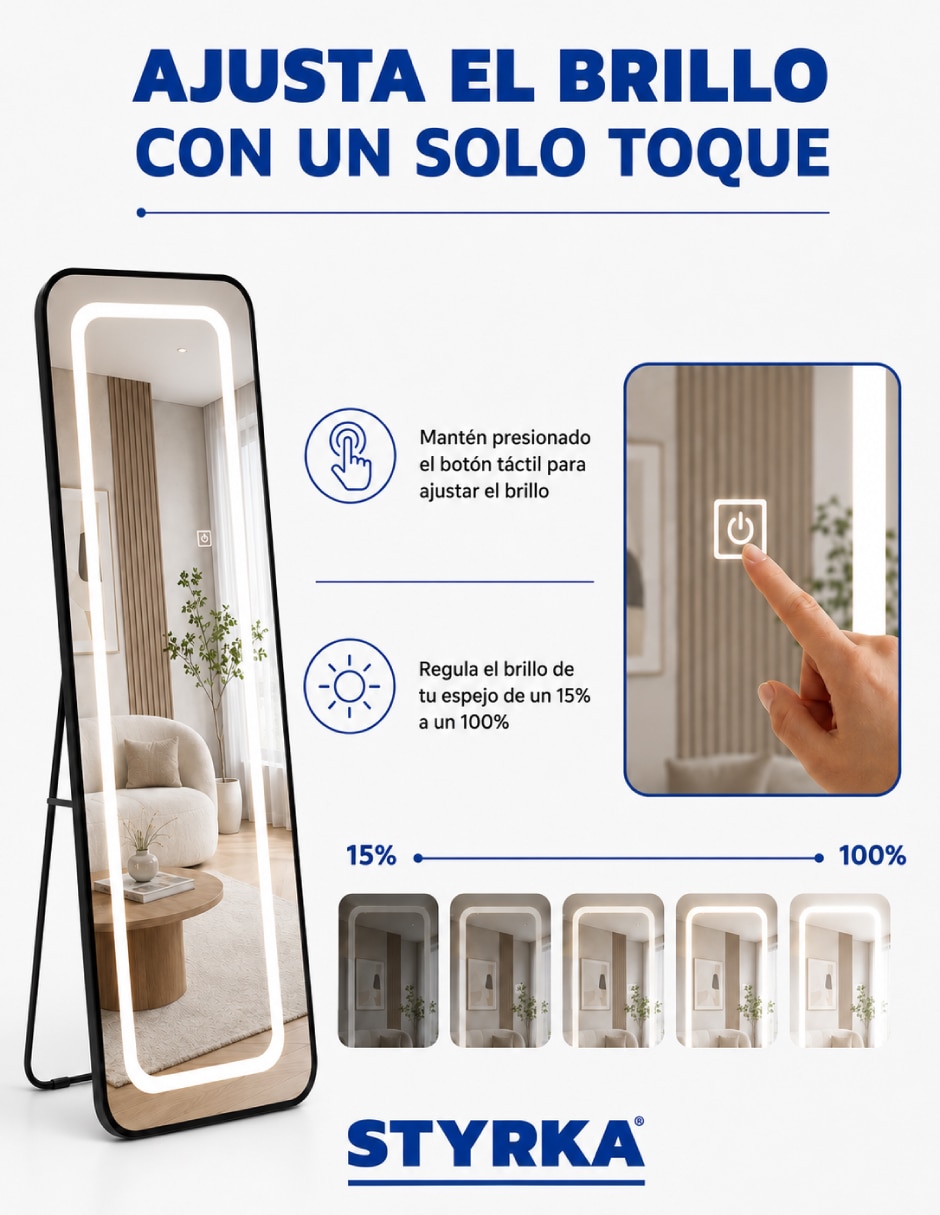 Espejo con luz templado con luz led 4