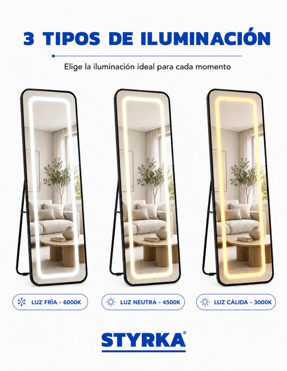 Espejo con luz templado con luz led 2