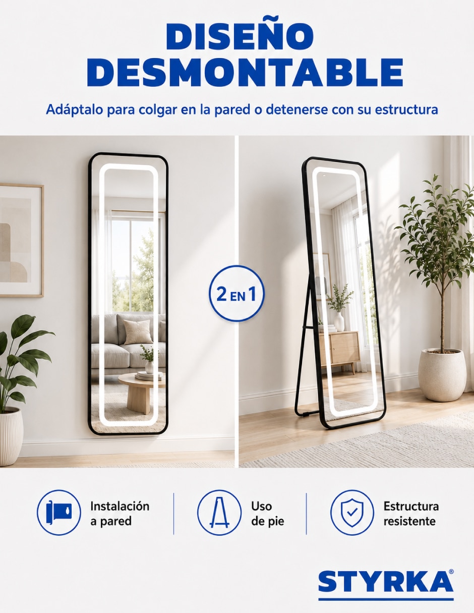 Espejo con luz templado con luz led 8