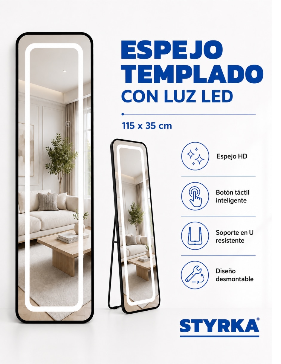 Espejo con luz templado con luz led 6