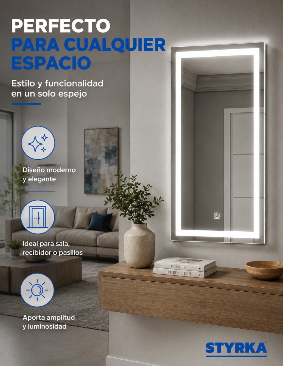 Espejo con luz templado con luz 6